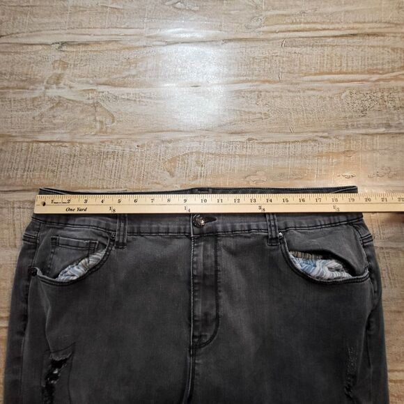 MELISSA MCCARTHY SEVEN 7 Womens 22W Black Skinny Jeans Distressed Fleece Accents - Picture 8 of 11